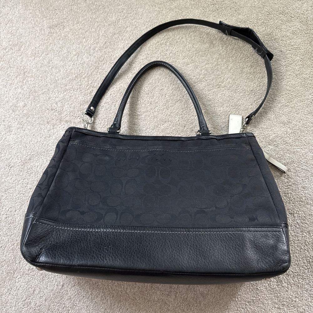Coach Park Signature Large Carryall Satchel Black Jacquard Canvas F23292 - Picture 6 of 15